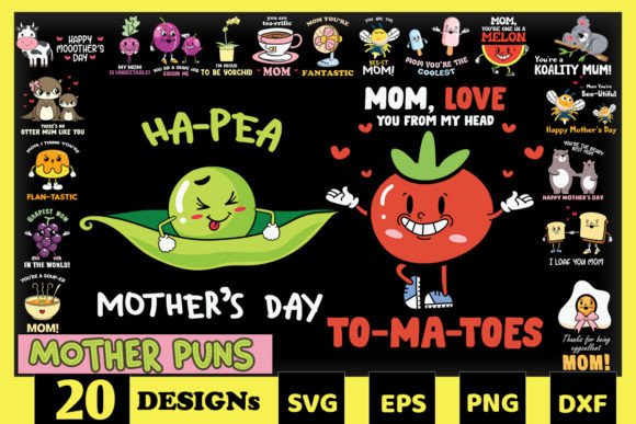 Mother Puns Bundle SVG 20 Designs: A Graphic Design Asset for Crafts and Creativity