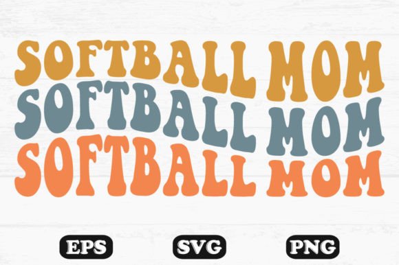 Softball Mom Retro Wavy T-Shirt Designs: A Graphic Design Asset for Content Creators